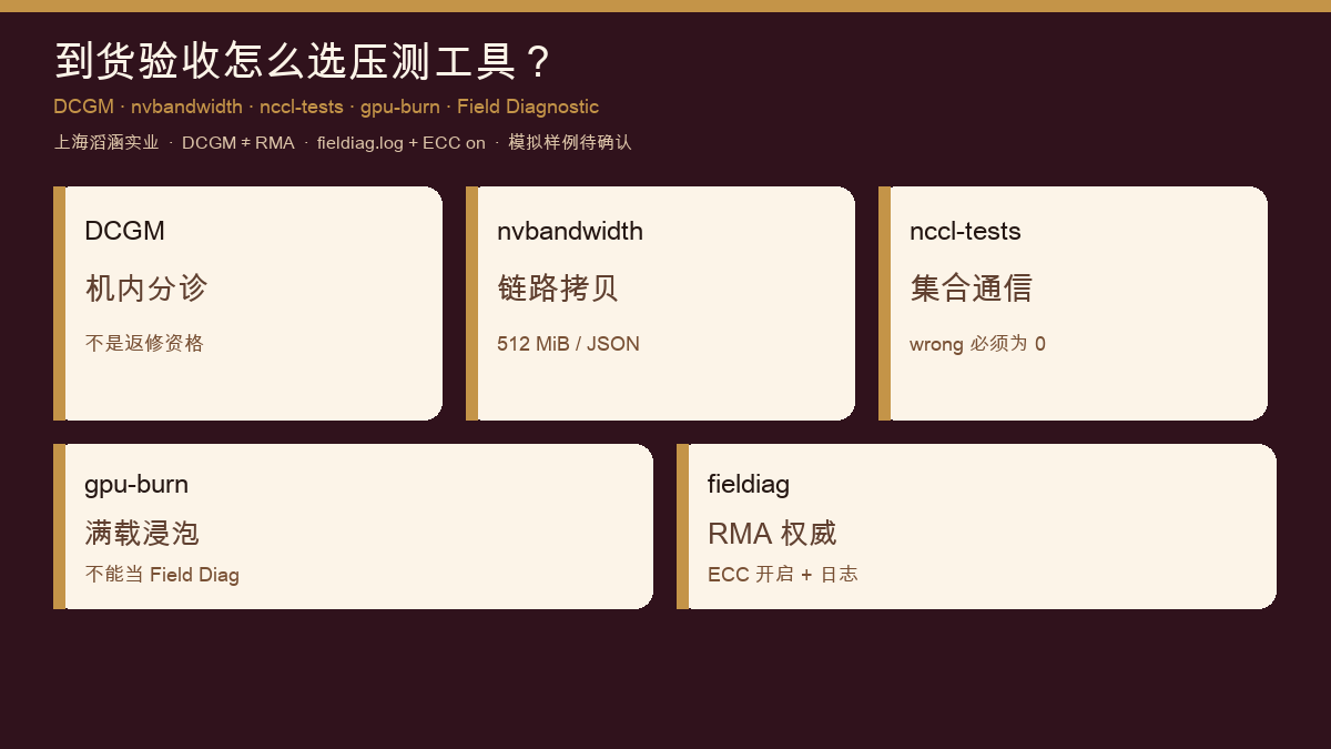 滔涵 GPU 压测工具选型：DCGM nvbandwidth gpu-burn Field Diagnostic 到货验收与 RMA